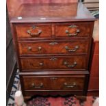 20th century mahogany chest of two short over three long drawers, raised on cabriole legs, 63cm x