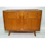 Mid century oak sideboard with four short drawers above two cupboard doors, 122cm x 90cm