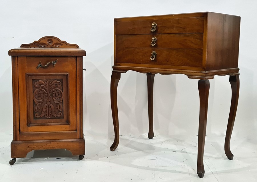 Late Victorian walnut coal scuttle and a canteen cabinet of three drawers (2)