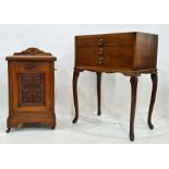 Late Victorian walnut coal scuttle and a canteen cabinet of three drawers (2)