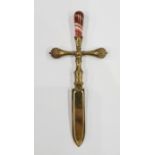 A gilt metal and agate sword shaped page marker