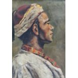 Early 20th century school Oil on panel Portrait of gentleman in Eastern dress, initialled 'WC' and