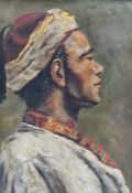 Early 20th century school Oil on panel Portrait of gentleman in Eastern dress, initialled 'WC' and