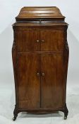 Early 20th century walnut gramophone cabinet, 60cm x 124cm Condition ReportIt doesn't have a