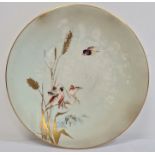 Royal Worcester cabinet plate, printed puce marks, date code for 1883, painted with birds perched on