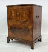 19th century mahogany commode, the rectangular top with moulded edge and decorative shell inlay to