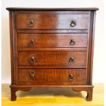 19th century mahogany miniature chest of four drawers, raised on bracket feet, 37cm x 40.5cm