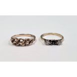 9ct gold ring with interlinked chain pattern and a 9ct gold ring set with cubic zirconia (one