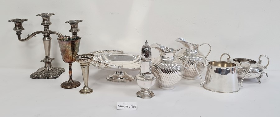 Various items of silver-plate and EPNS to include tankards, jugs, boxes of cutlery, etc (2 boxes)