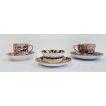 Group of English pottery and porcelain Imari teawares comprising a Derby coffee can and saucer, circ