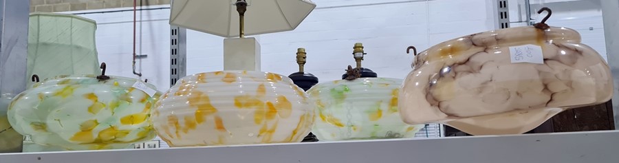 Four various 1920's and 30's mottled glass lampshades (4)