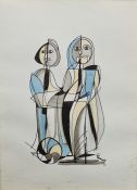 Leonard Turner (contemporary) Ink and wash  "Children with Balls", labelled verso, signed lower