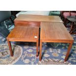 20th century teak coffee table with two coffee tables under