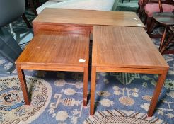20th century teak coffee table with two coffee tables under
