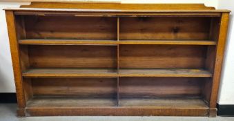 Late 19th/early 20th century oak low bookcase raised on plinth base, 166cm x 90cm  Condition