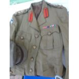 Officer's military uniform jacket bearing rank markings for Staff Colonel , WWII ribbon bar, Sam