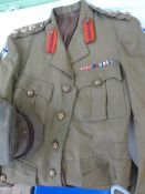 Officer's military uniform jacket bearing rank markings for Staff Colonel , WWII ribbon bar, Sam