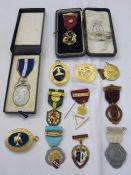 Silver Masonic hospital medal, boxed, quantity other gilt Masonic medals and two empty medal