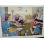 Set of two vintage chromolithograph posters printed in Quebec Canada. depicting idealised life in