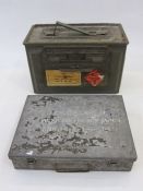 UK Government MoD Army Safety 6 Class ammo box and another ammunition box (2)