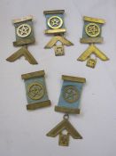 Five silver-gilt Winchester Lodge Masonic medals with architectural square 1951-77 (5) (some