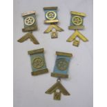 Five silver-gilt Winchester Lodge Masonic medals with architectural square 1951-77 (5) (some