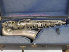 Hawkes & Son Class A Excelsior Sonorus silver-plated saxophone, No.46465, cased