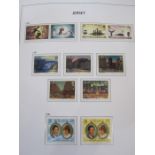 Jersey collection of stamps in SG printed album UM a few wartime issues appears complete to 2002 (