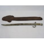 French Chassepot bayonet inscribed 'St Etienne 1871', having brass hilt, curved quillon, numbered