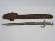 French Chassepot bayonet inscribed 'St Etienne 1871', having brass hilt, curved quillon, numbered