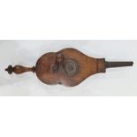 French mahogany and brass-finish metal mounted mechanical bellows having baluster turned handle,