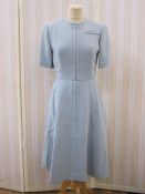 1970's Hardy Amies Boutique pale blue fitted shift dress, three-quarter length sleeves, faux pocket,