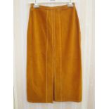 Bill Gibb suede skirt with buckle detail to the back hem, saddle stitched