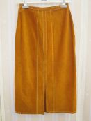 Bill Gibb suede skirt with buckle detail to the back hem, saddle stitched