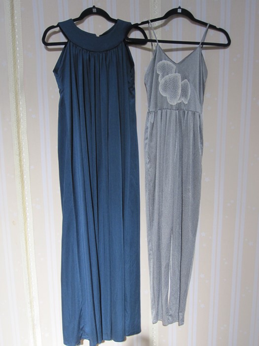 Polly Peck by Sybil Zelker halterneck full maxi dress with button and loop fastening to the back,