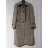 A brown and red checked wool coat (unlabelled)