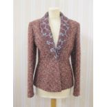 Paul Vasseur tweed jacket with net detailing on the shawl collar