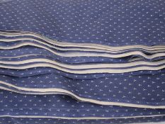 Large length of curtain material, blue with a small dot design Condition ReportApprox 117cm x