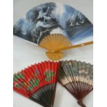 A quantity of souvenir fans, mostly Oriental