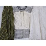 Quantity of assorted vintage shirts, skirts etc. including a tartan taffeta skirt, a pink cotton