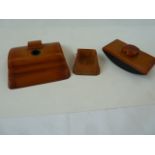 An Art Deco Carvacraft amber resin inkwell, blotter and desk tidy (3) Condition ReportTotal weight