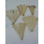 Five pierced bone fans,  (5)