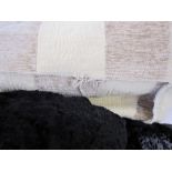 Length of chenille and linen furnishing material and a large roll of black devore dress material (