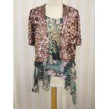 Multi-coloured sequin short bolero top with three quarter length sleeves, a Hebreding wool and