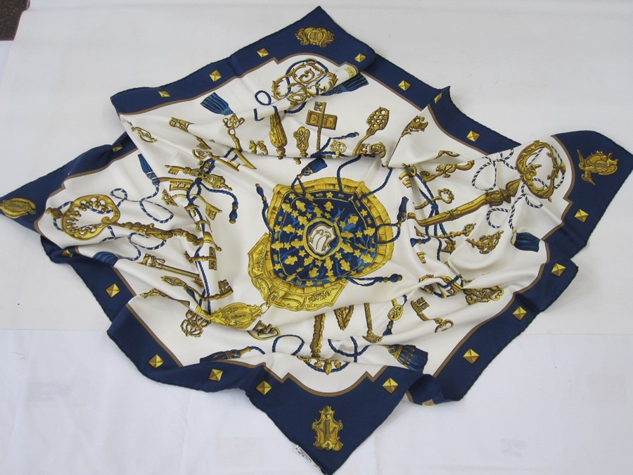Hermes silk scarf 'Les Cles', hand-rolled hem 1965, designer Cathy Latham], 90cm x 90cm Condition