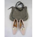 Louis Vuitton vintage medium 'Lin' handbag  with two carry handles, with a matching silver leather