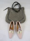 Louis Vuitton vintage medium 'Lin' handbag  with two carry handles, with a matching silver leather