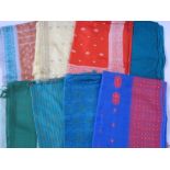 Nine silk saris, various colours