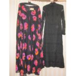 Bernshaw printed maxi dress with angel sleeves, a black lace cancan maxi dress with high collar, and