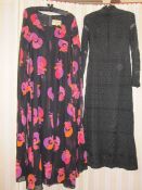 Bernshaw printed maxi dress with angel sleeves, a black lace cancan maxi dress with high collar, and